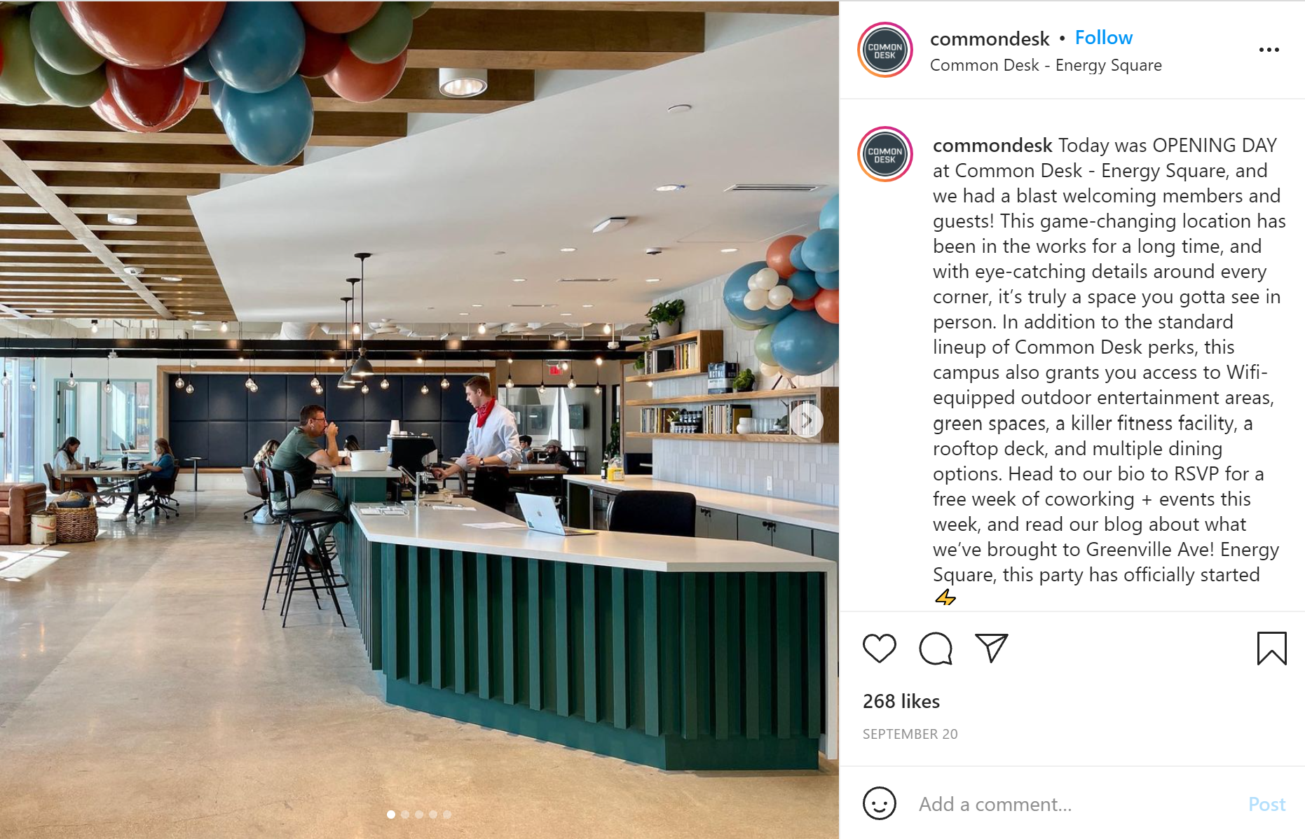 Coworking space use of social media