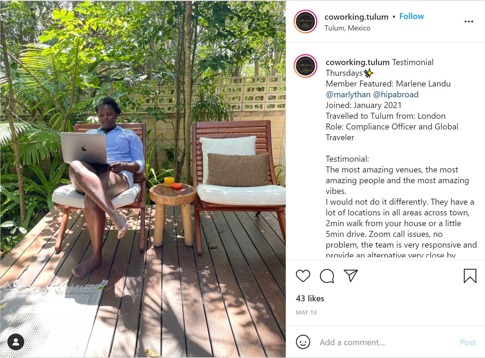 Coworking space using instagram for marketing