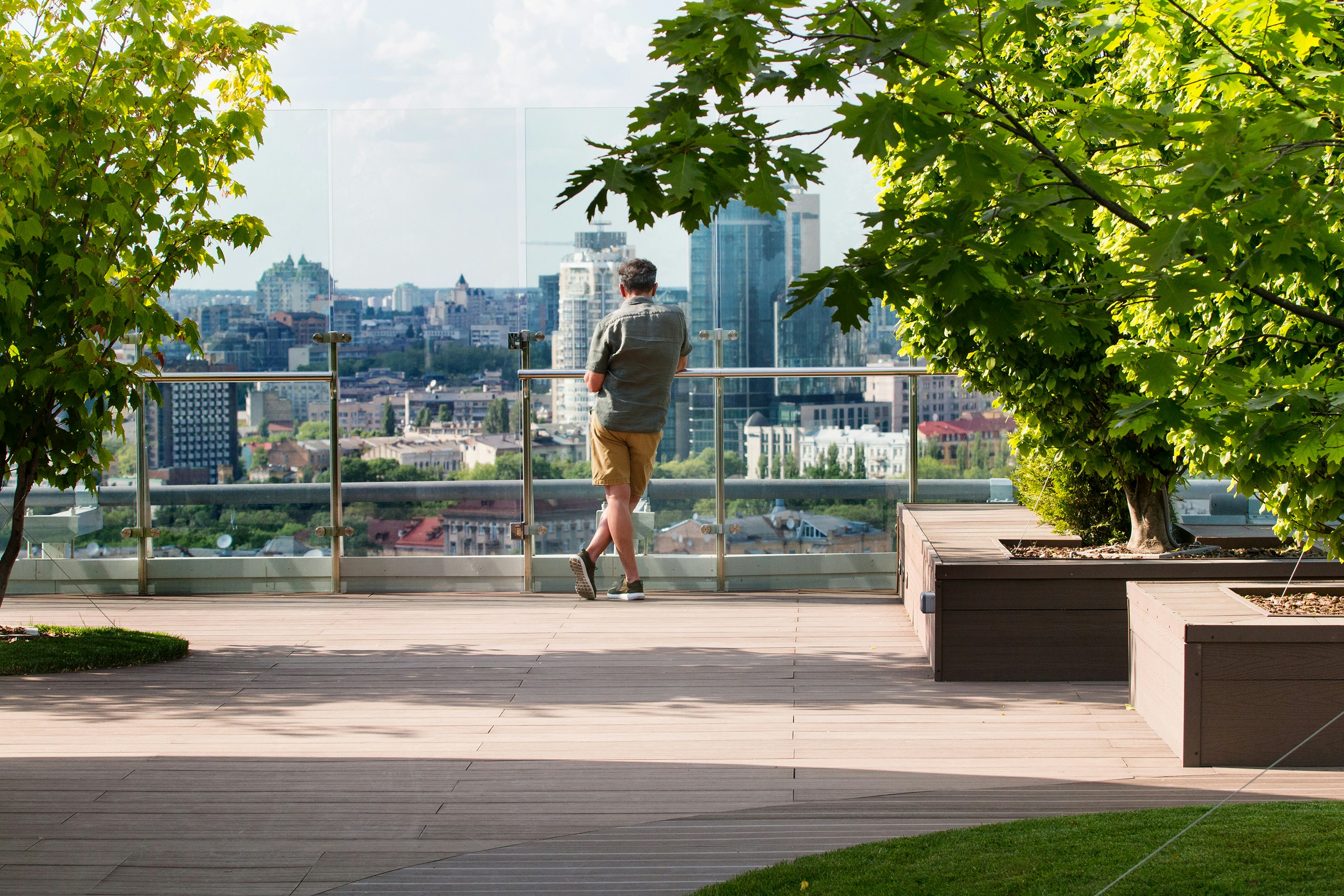 A members' club with a rooftop in a city